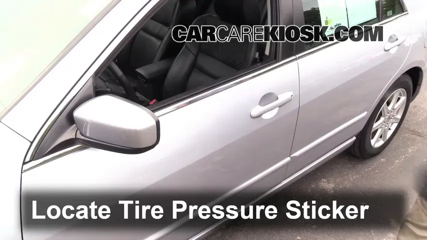 2005 Honda Accord EX 3.0L V6 Sedan (4 Door) Pneus et roues Vérifier la pression des pneus